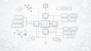 構造分類マップをイメージした抽象的な概念ビジュアル