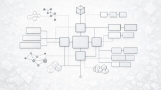 構造分類マップをイメージした抽象的な概念ビジュアル